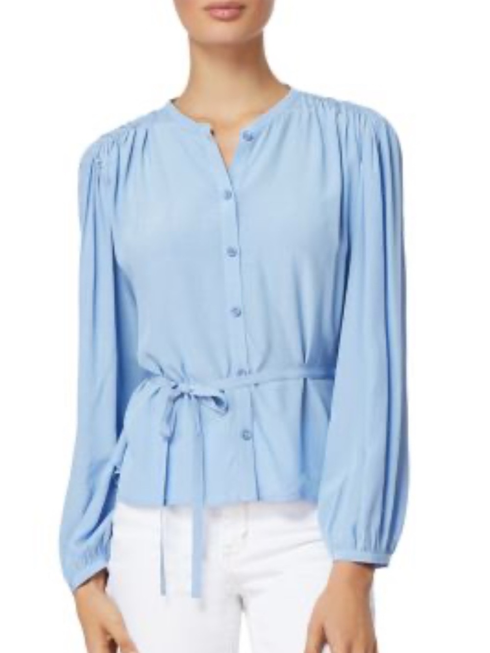 Habitual Nissa Light Blue Gathered Shoulder Blouse Size XL